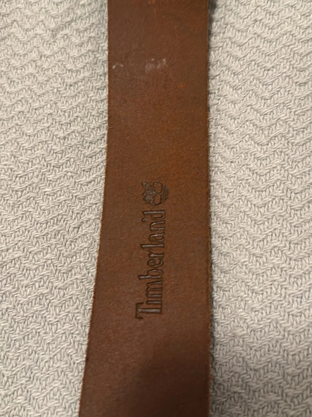 Timberland Brown Leather Belt with Brass-Tone Buckle 34 inches